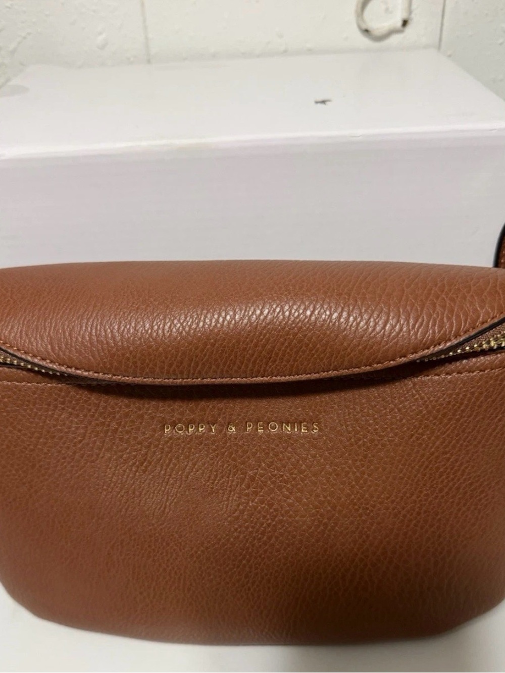 Poppy & Peonies Blush Leather Zip-Top Crossbody